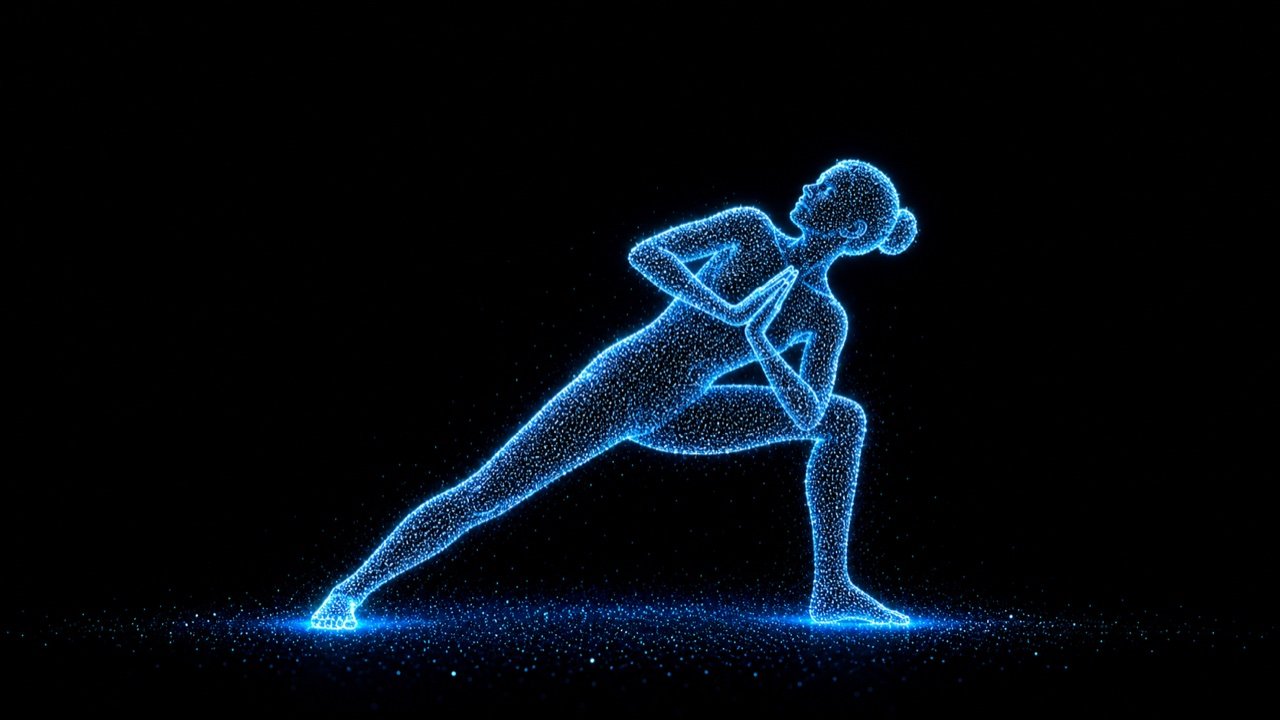 A yoga practitioner in revolved side angle pose, from FlowSequencer